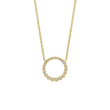18 Karat Yellow Gold Nutmeg Circle Necklace with Diamonds