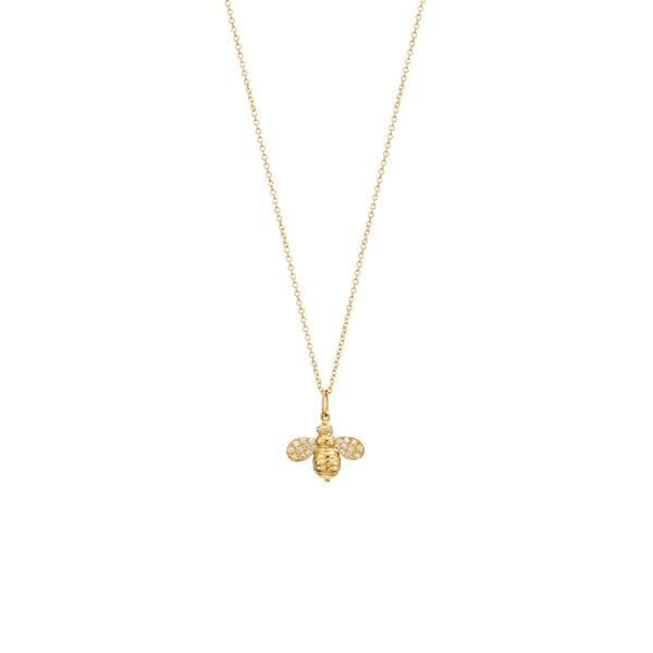 18 Karat Yellow Gold Worker Bee Necklace with Diamonds