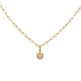 18 Karat Yellow Gold Hexagon Necklace with a Diamond