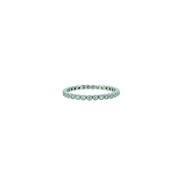 18 Karat White Gold Mini Bezel Set Diamond Ring