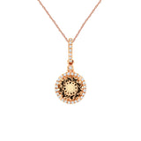 14 Karat Rose Gold Halo Necklace With A Morganite & Diamonds