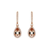 14 Karat Rose Gold Halo Drop Earrings With Morganites & Diamonds
