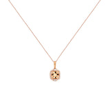 14 Karat Rose Gold Halo Necklace  With Morganite & Diamonds