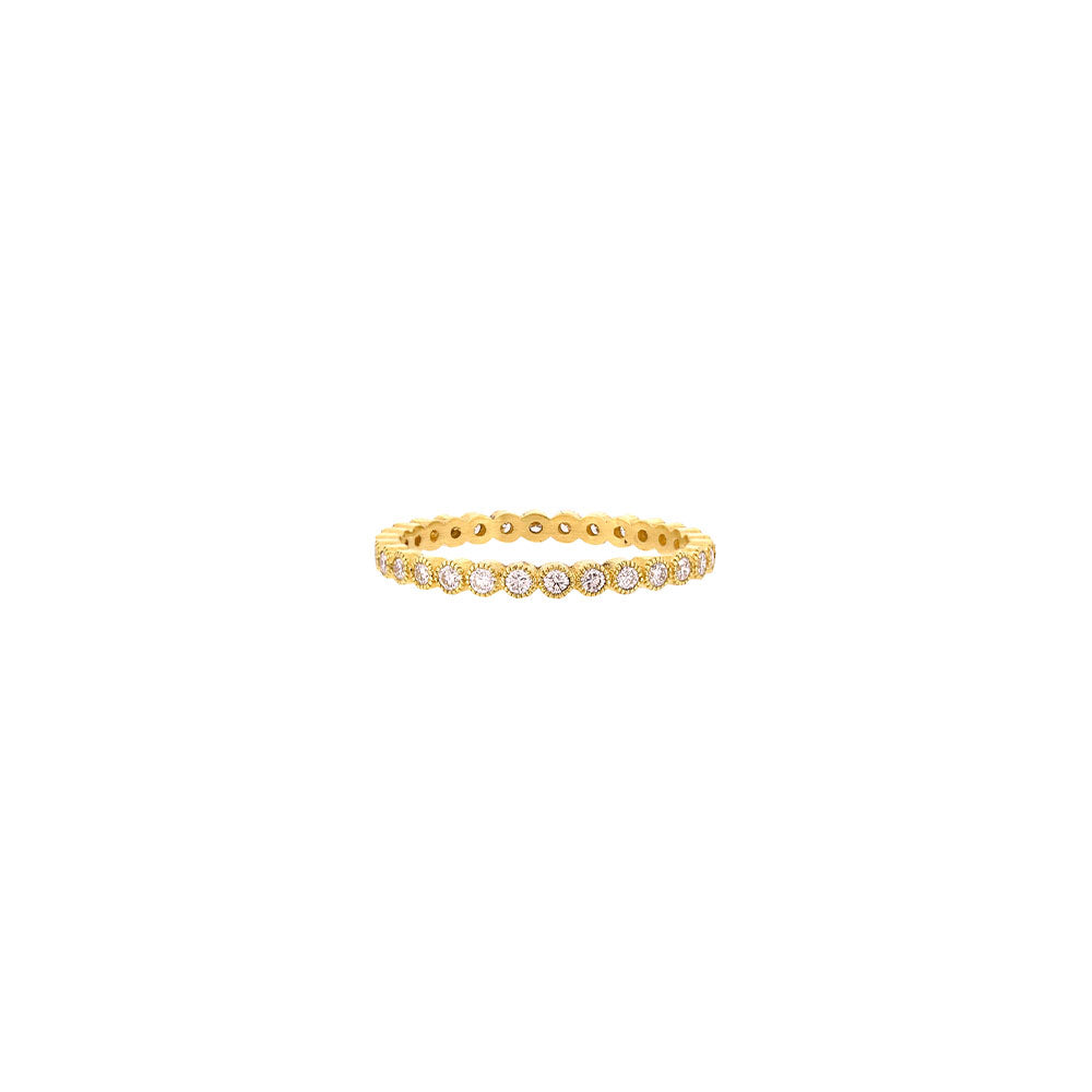 18 Karat Yellow Gold Mini Bezel Set Diamond Ring