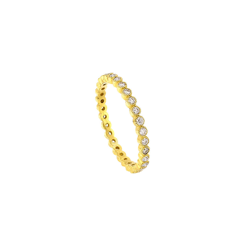 18 Karat Yellow Gold Mini Bezel Set Diamond Ring