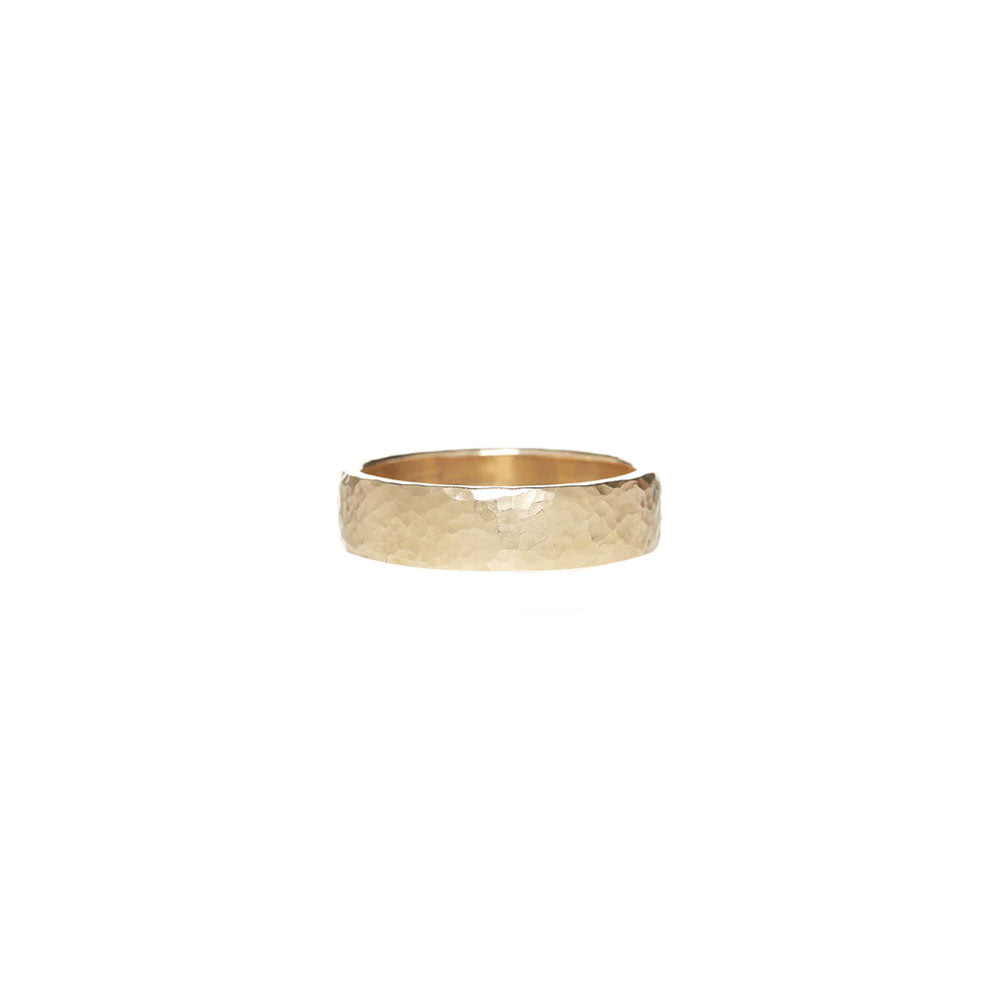 14 Karat Yellow Gold Hammered Wedding Band