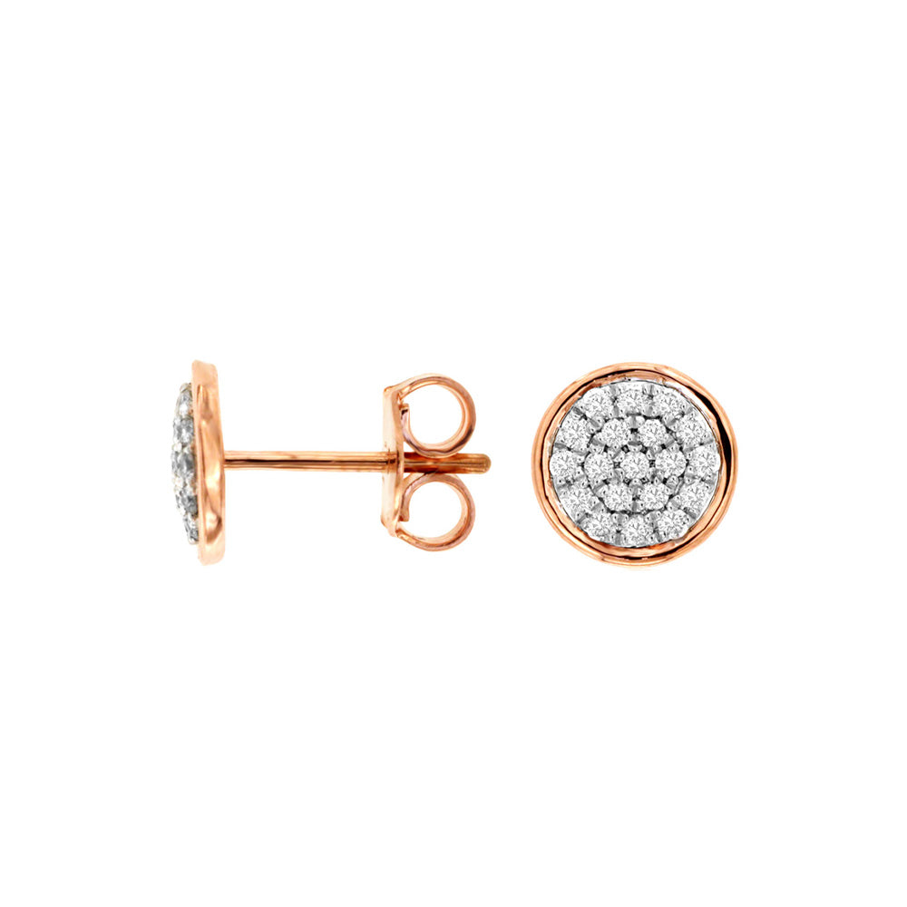 14 Karat Rose Gold Stud Earrings With Diamonds