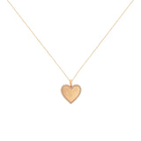 14 Karat Rose Gold Halo Heart Necklace With Diamonds