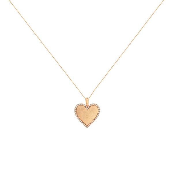 14 Karat Rose Gold Halo Heart Necklace With Diamonds