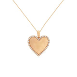 14 Karat Rose Gold Halo Heart Necklace With Diamonds