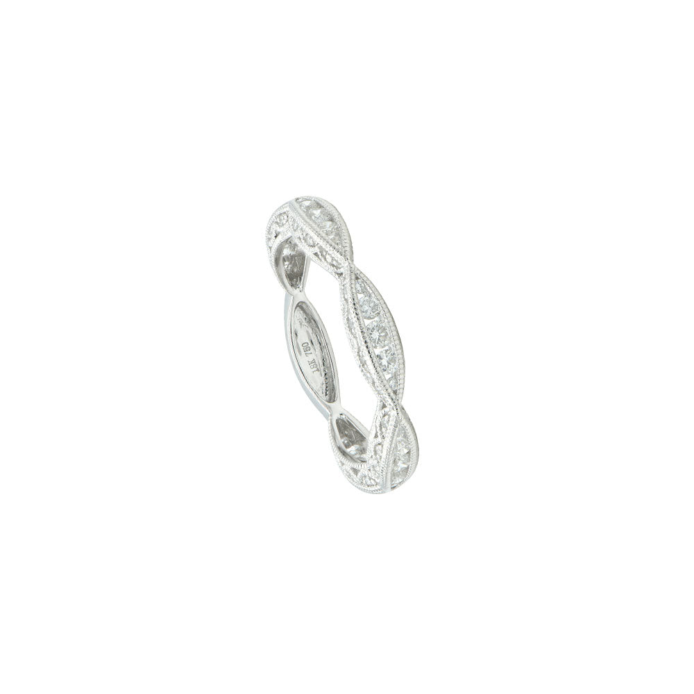 18 Karat White Gold Infinity Band With Diamonds