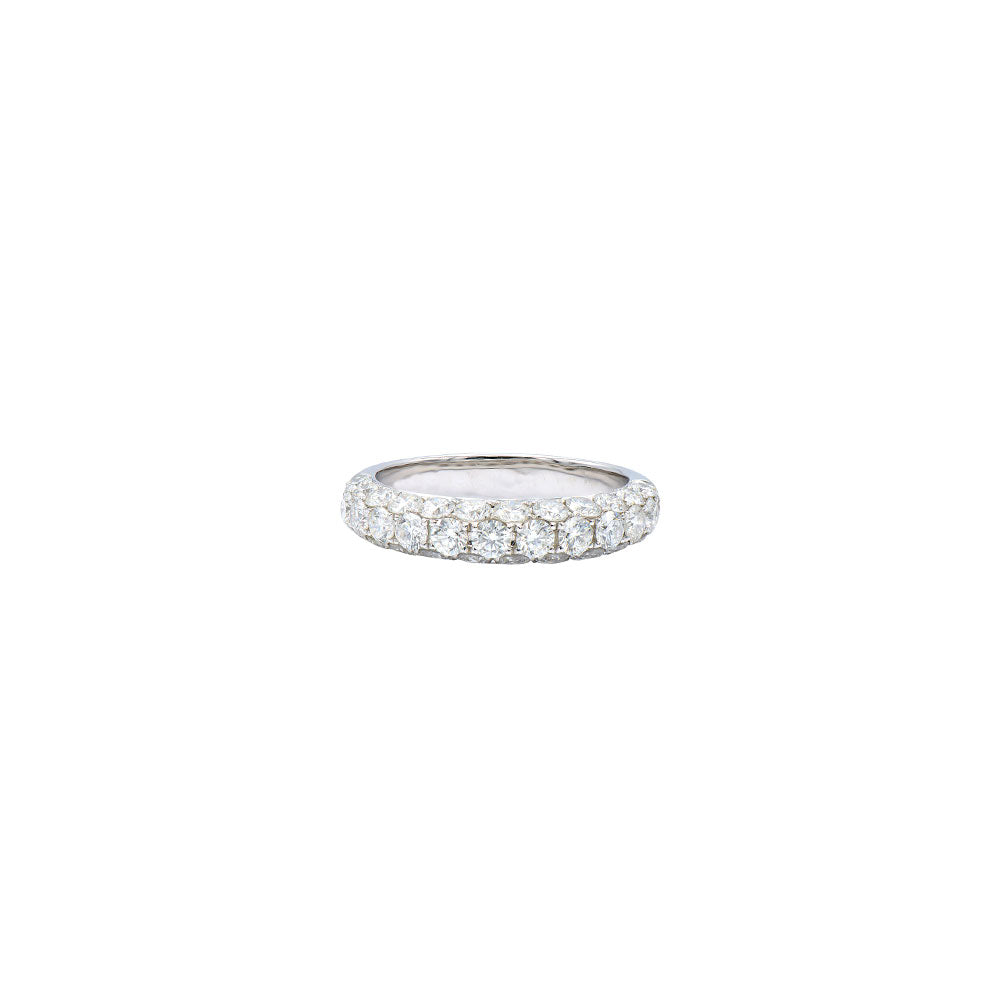 18 Karat White Gold 3 Row Rounded Pave Band With Diamond