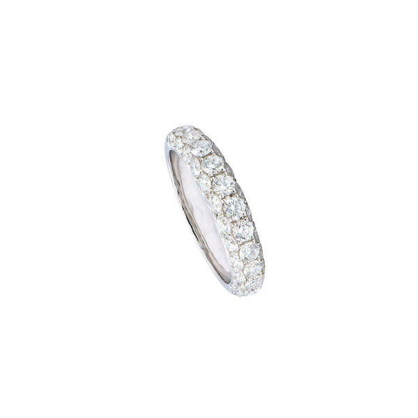 18 Karat White Gold 3 Row Rounded Pave Band With Diamond