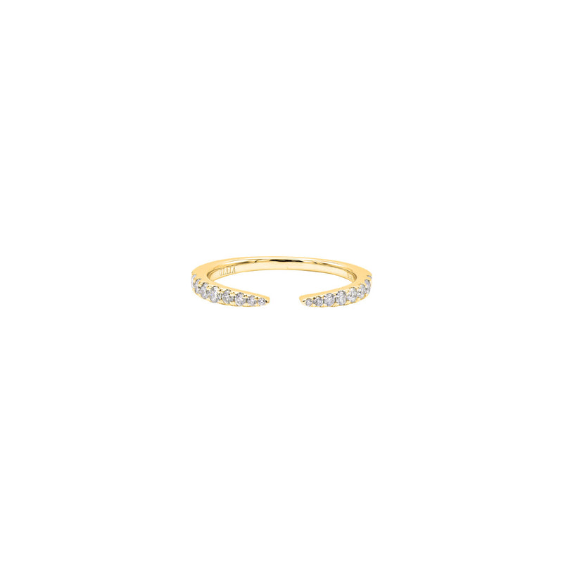 18 Karat Yellow Gold Open pointed Band with diamonds