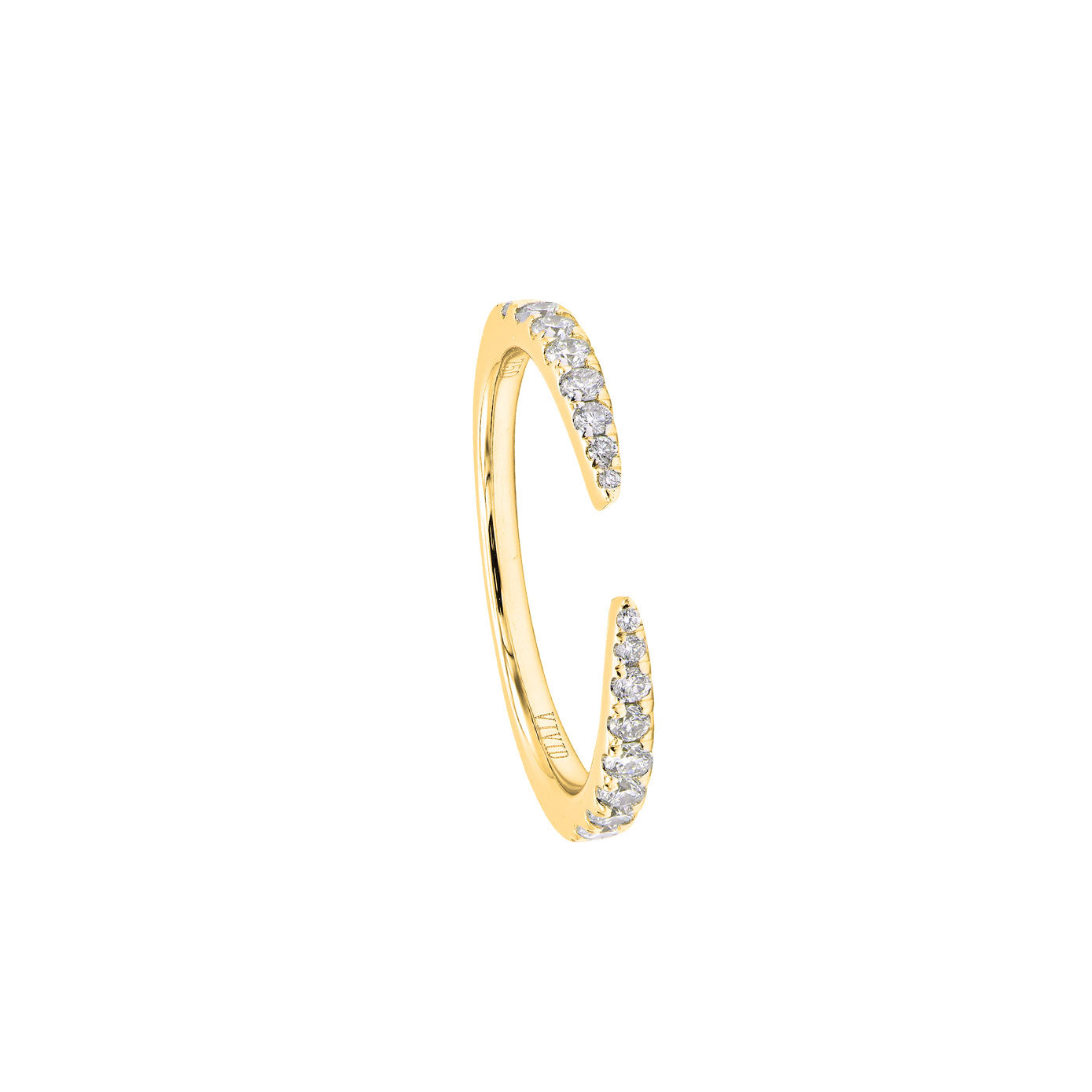 18 Karat Yellow Gold Open pointed Band with diamonds