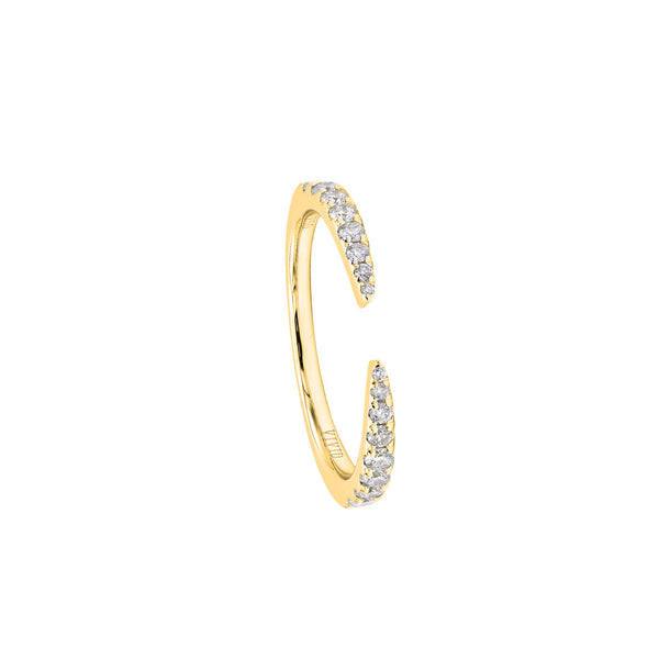 18 Karat Yellow Gold Open pointed Band with diamonds