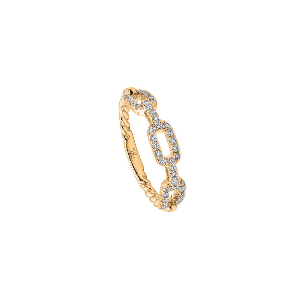 18 Karat Yellow Gold Link Band With Diamonds