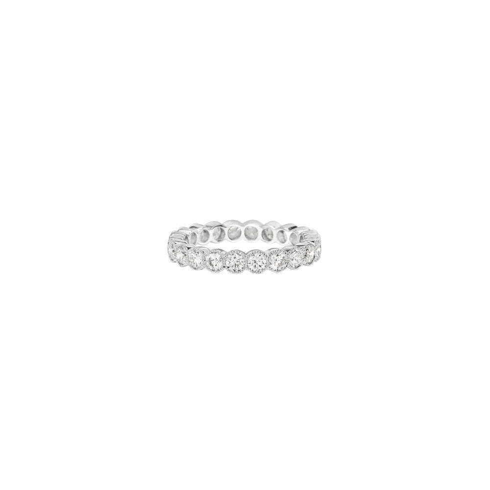 18 Karat White Gold Bezel Band With Diamonds