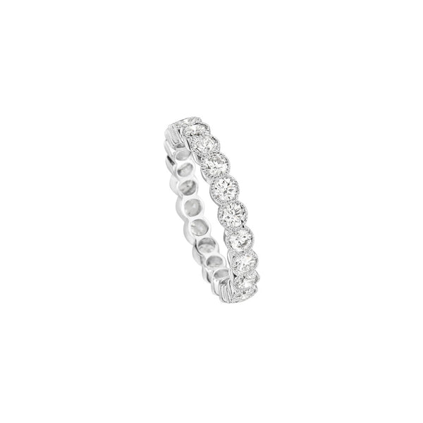 18 Karat White Gold Bezel Band With Diamonds