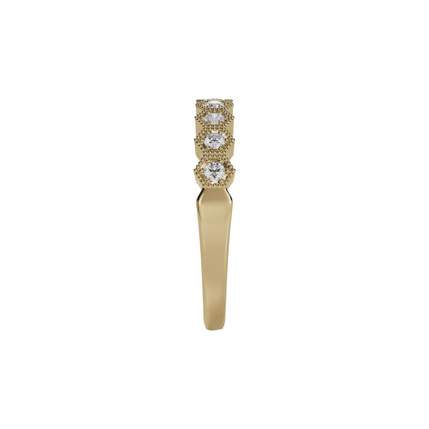 14 karat yellow gold hexagon ring with diamonds