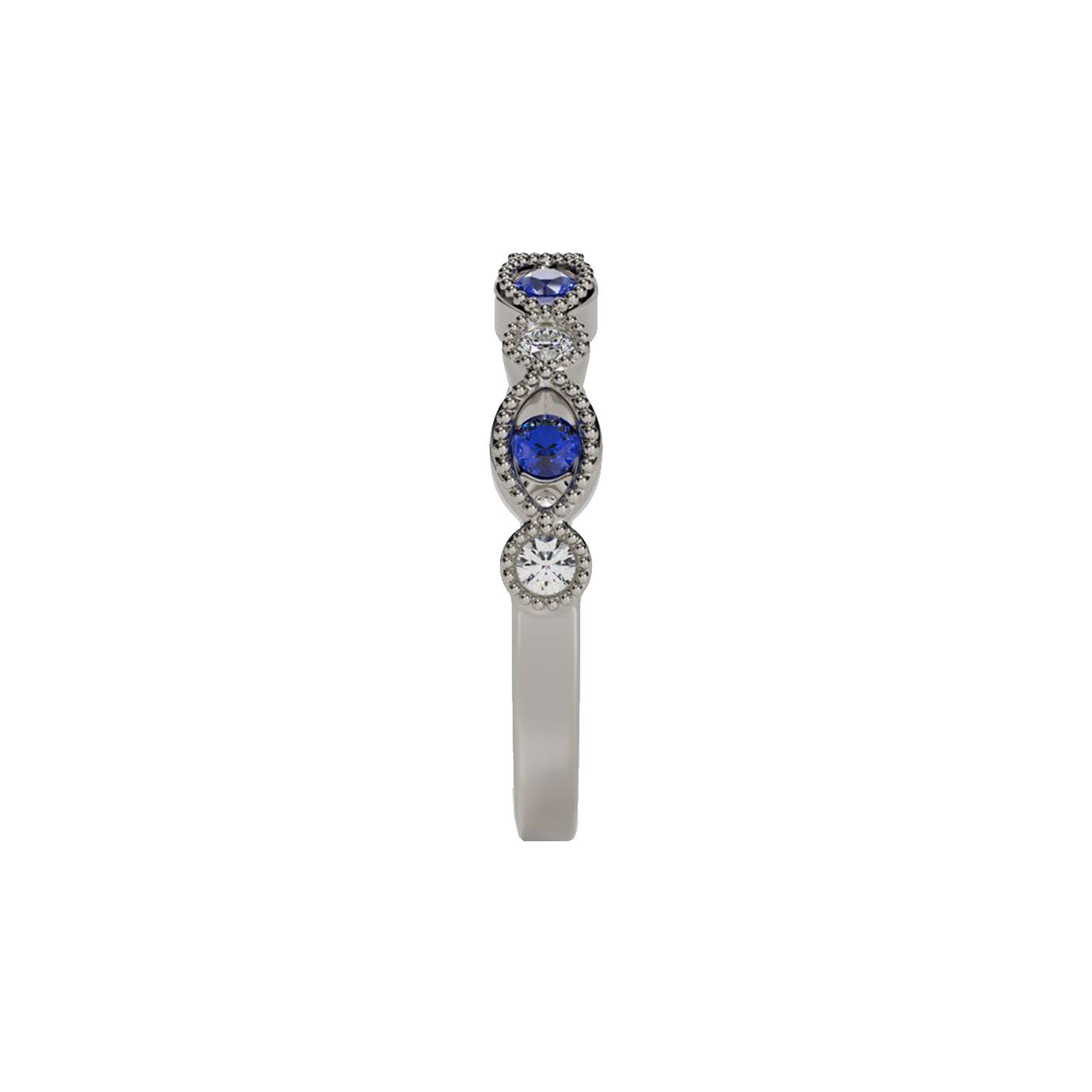 14 karat yellow gold band with sapphires and diamonds