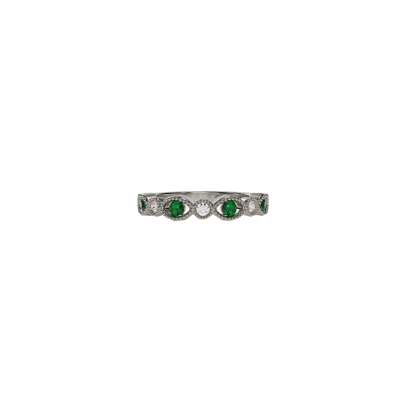 14 karat yellow gold band with sapphires and diamonds