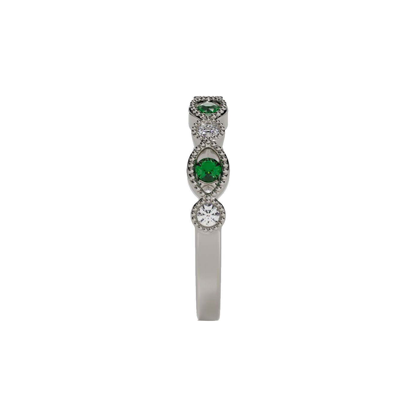 14 karat yellow gold band with sapphires and diamonds