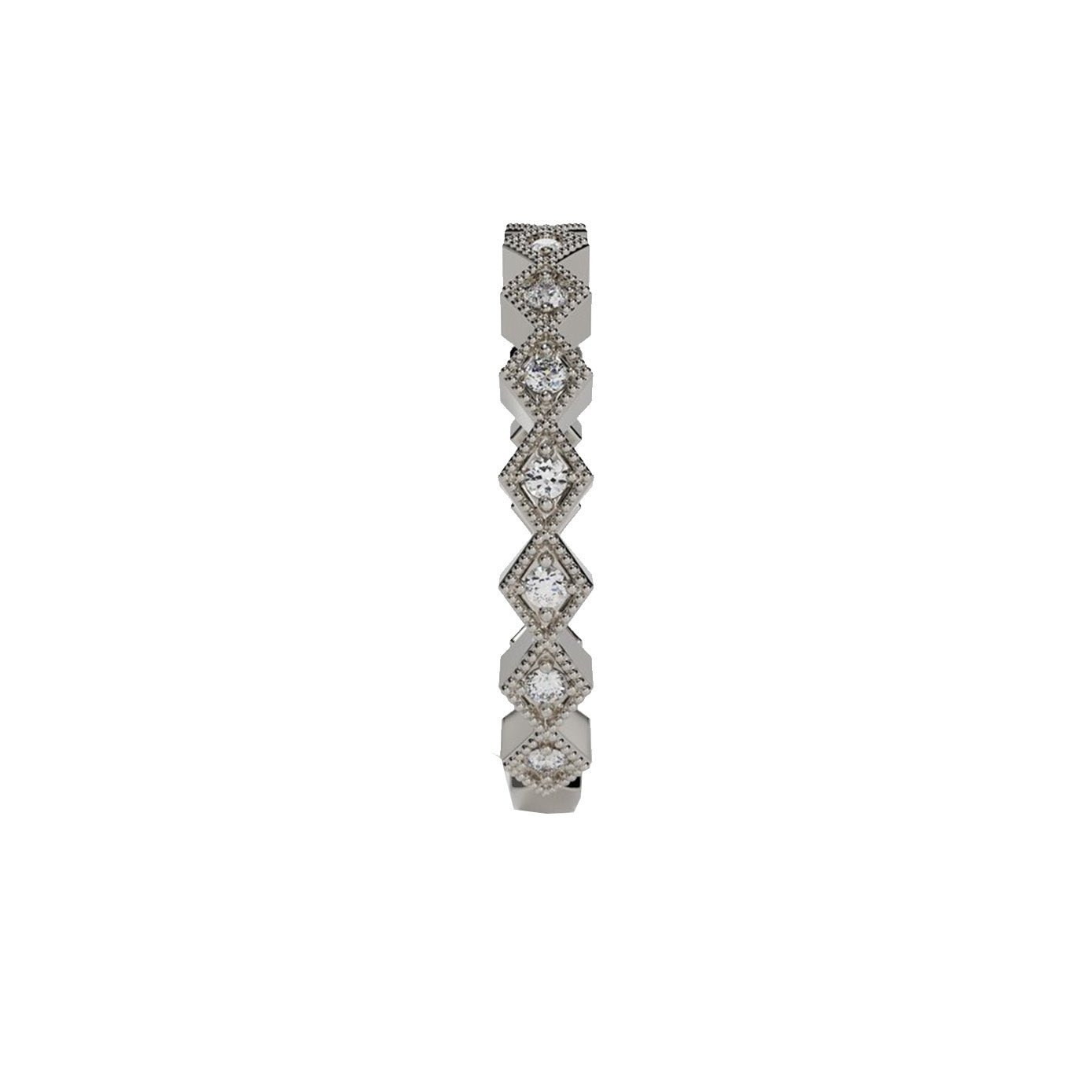 14 karat white gold diamond shape ring with diamonds