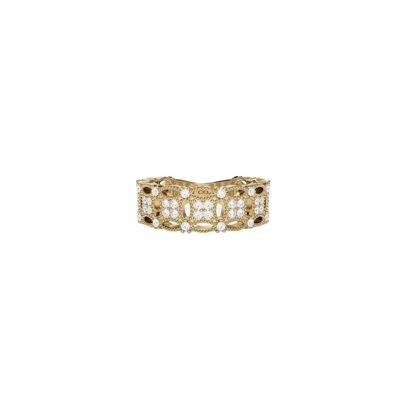 14 karat wide band with diamonds