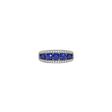 14 karat white gold ring with diamonds and sapphires
