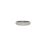 14 karat white gold ring with three row diamond design