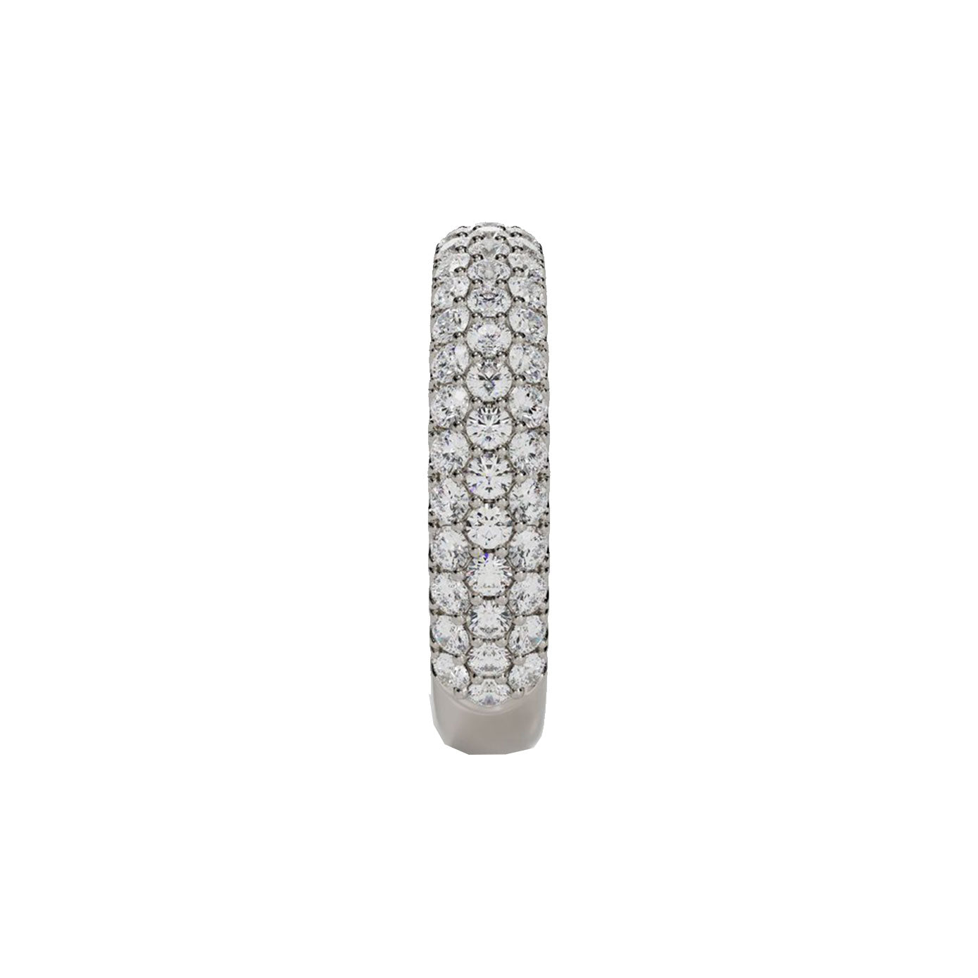 14 karat white gold ring with three row diamond design