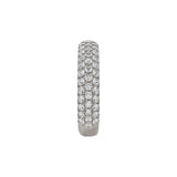 14 karat white gold ring with three row diamond design