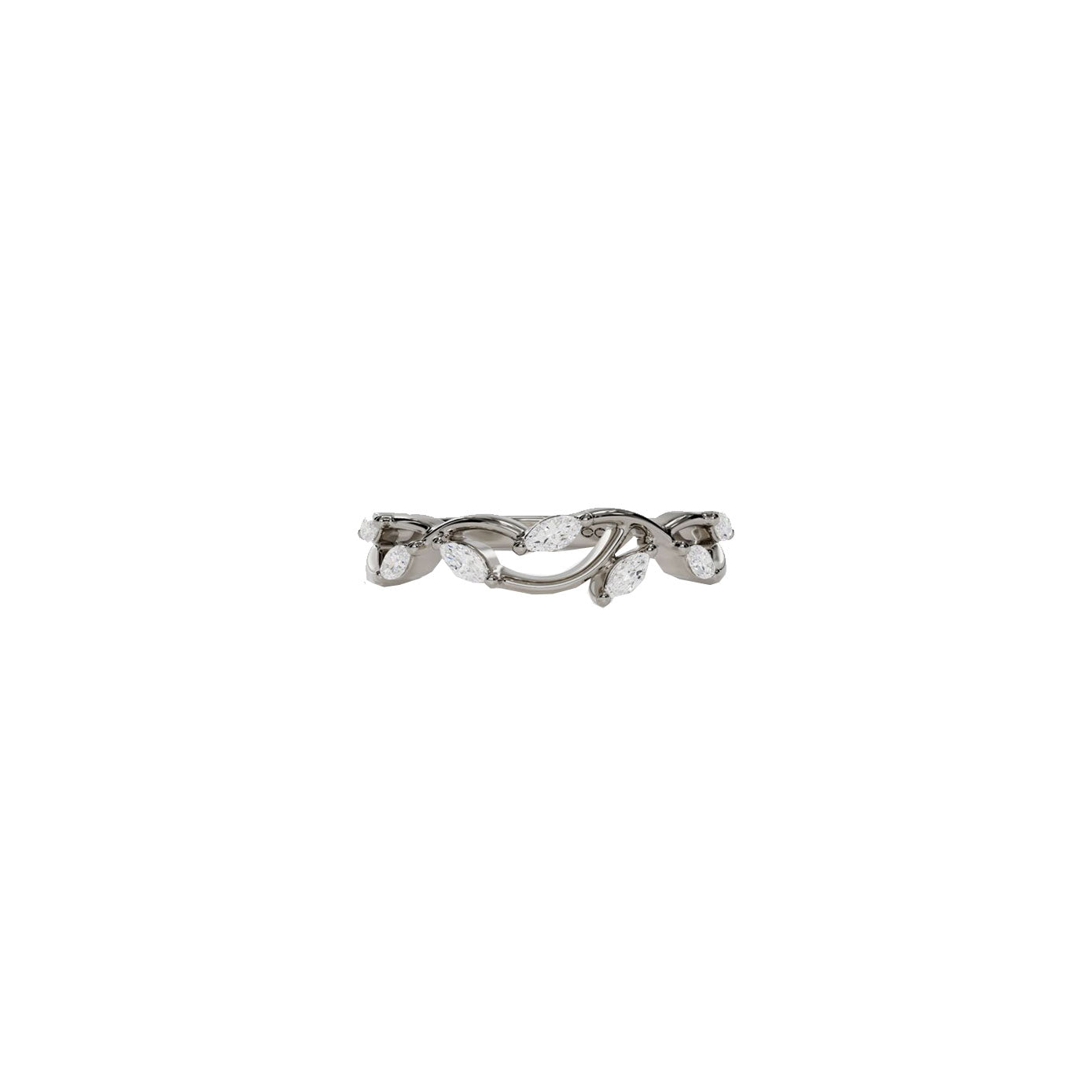 14 karat white gold marquise flower pattern ring