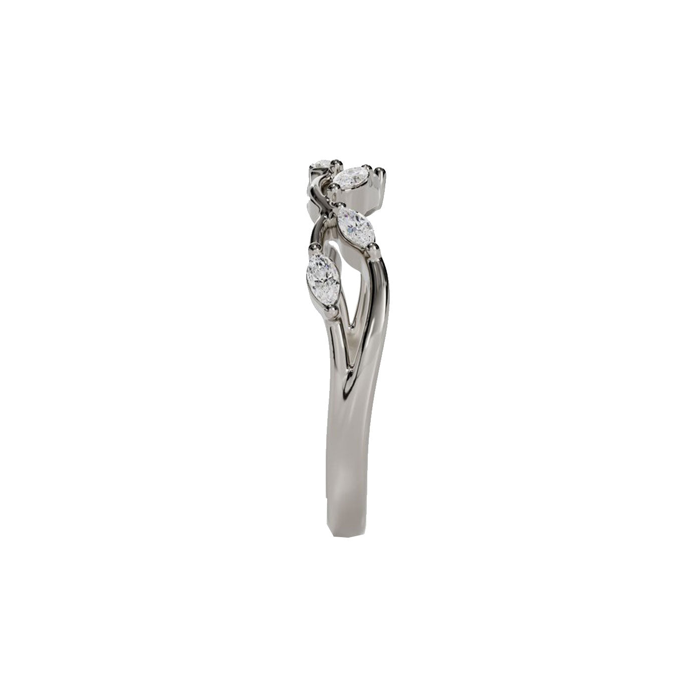 14 karat white gold marquise flower pattern ring