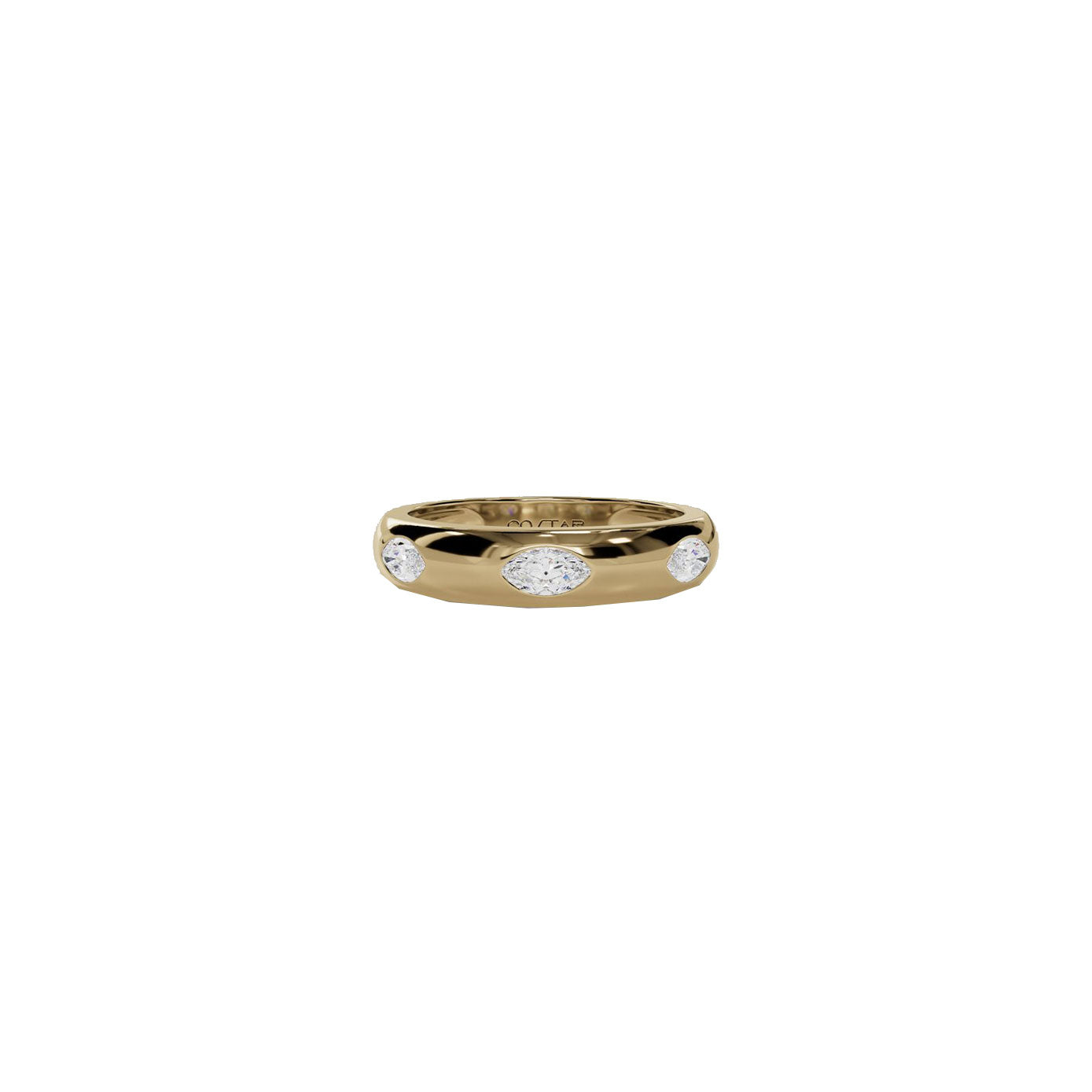 14 karat yellow gold ring with marquise shape diamonds