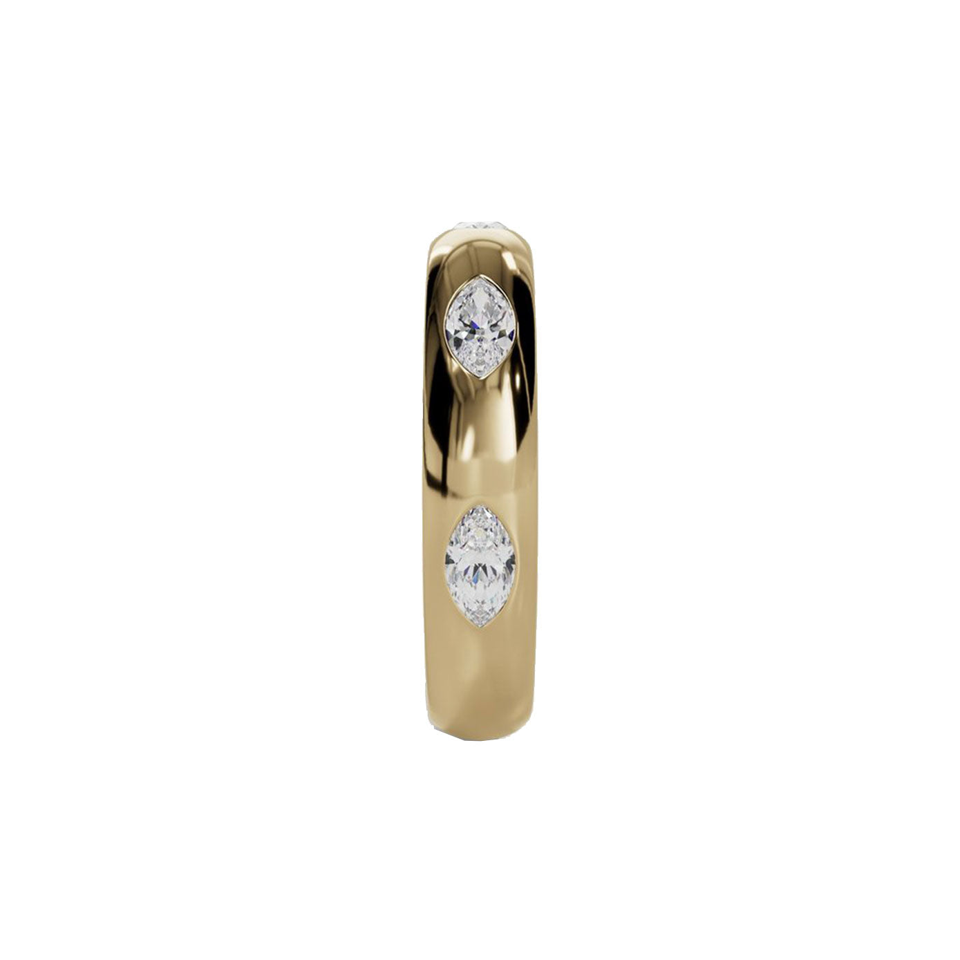 14 karat yellow gold ring with marquise shape diamonds