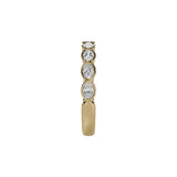 14 karat yellow gold ring with bezel set oval diamonds