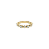 14 Karat Yellow Gold Bezel Band With Marquise and Round Diamonds