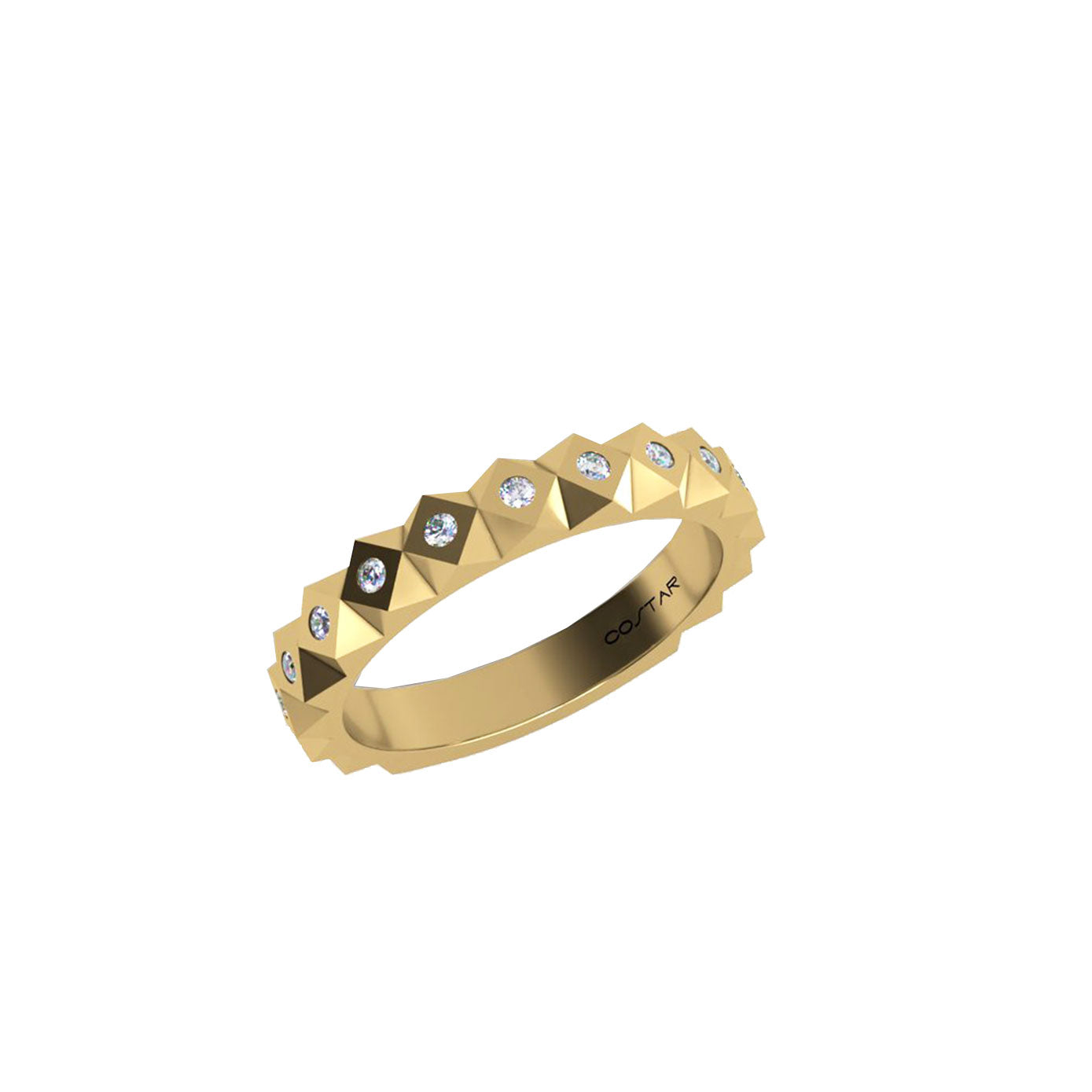 14 Karat Yellow Gold Band With Diamonds