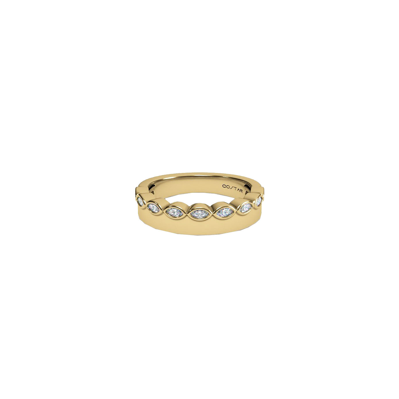 14 Karat Yellow Gold Band With Marquise Diamonds