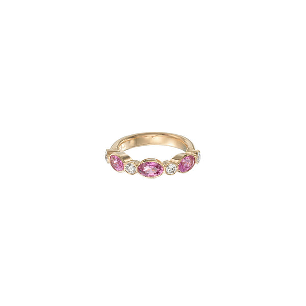 18 Karat Yellow Gold Marbella Band with Pink Sapphires and Diamonds