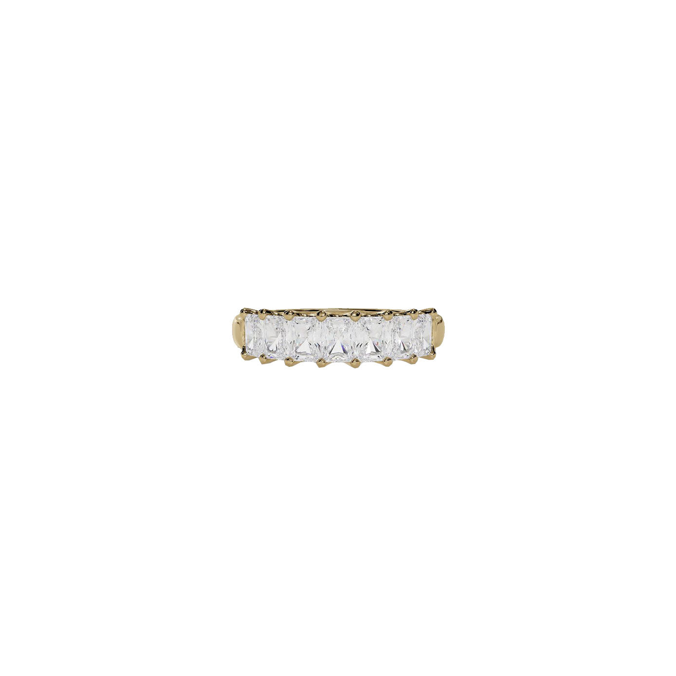 14 Karat Yellow Gold Share-Prong Band Radiant Diamonds