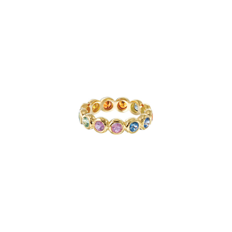 18 Karat Yellow Gold Moonlight Band with Multi-Colored Sapphires