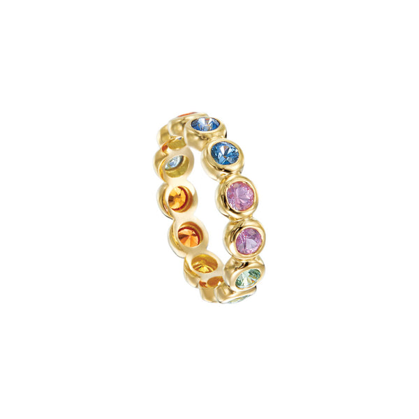 18 Karat Yellow Gold Moonlight Band with Multi-Colored Sapphires