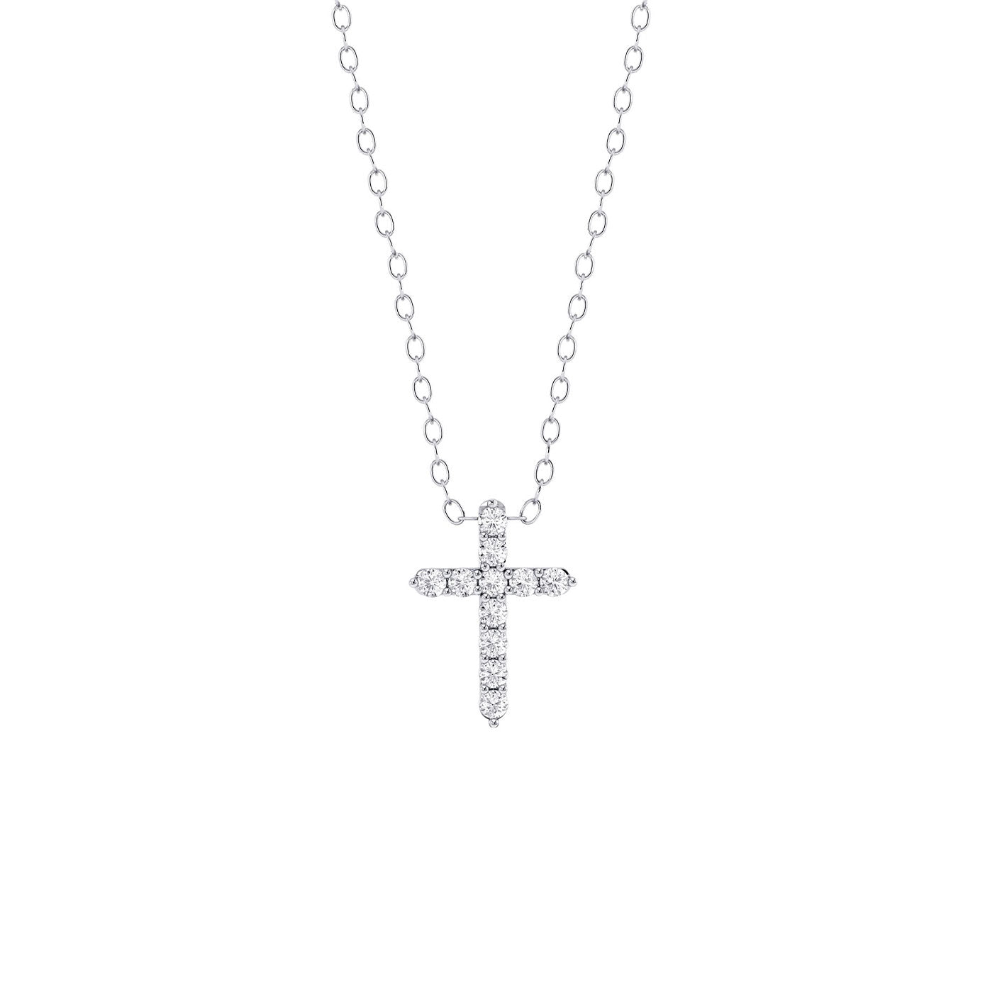 14 karat white gold diamond cross necklace