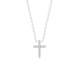 14 karat white gold diamond cross necklace