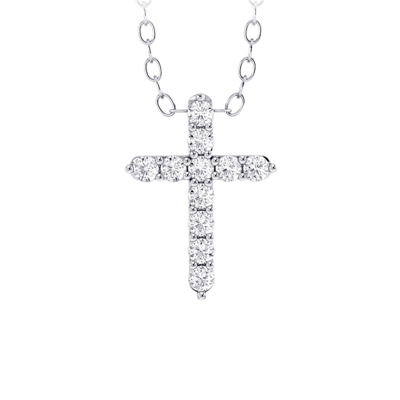 14 karat white gold diamond cross necklace