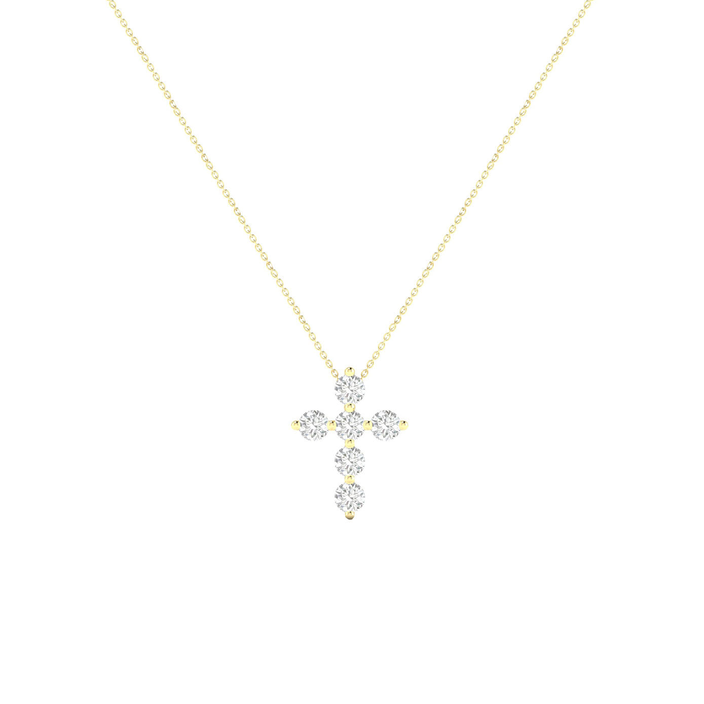 14 karat yellow gold diamond cross necklace