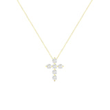 14 karat yellow gold diamond cross necklace